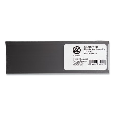 U Brands Magnetic Card Holders, 3 x 1.75, Black, PK10 5157U00-30